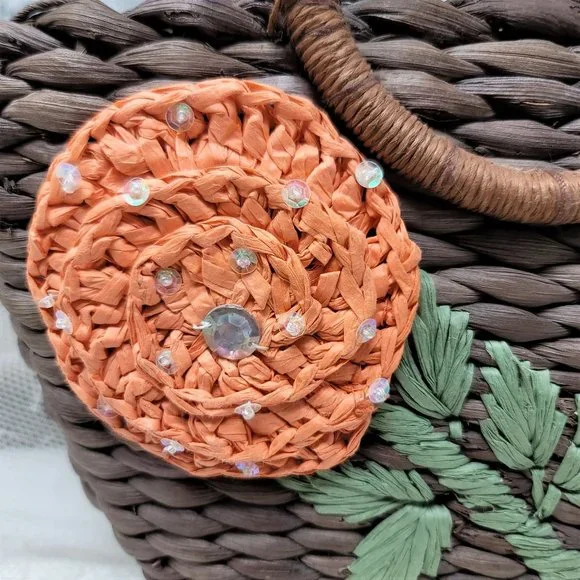 Rolf's Gardenia Mini Purse Basket Weave Wood Handle NWT - Picture 4 of 10